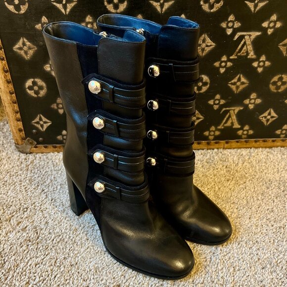 Isabel Marant Black Leather Military Boots - Picture 1 of 7